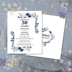 Navy Cheers To 50 Years Anniversary Invitation