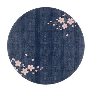 Navy Cherry Blossom Branch Cutting Board
