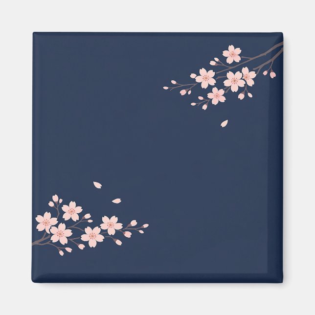 Navy Cherry Blossom Branch Magnet (Front)