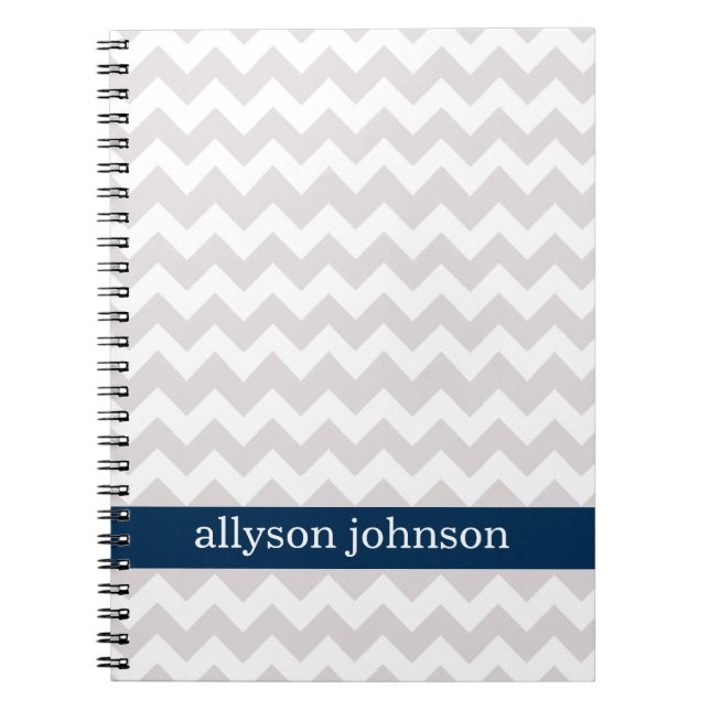 Navy Chevron Pattern Personalised Note Book (Front)