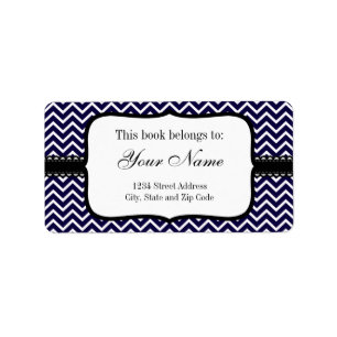 Navy Chevron Zigzag Stripes Label