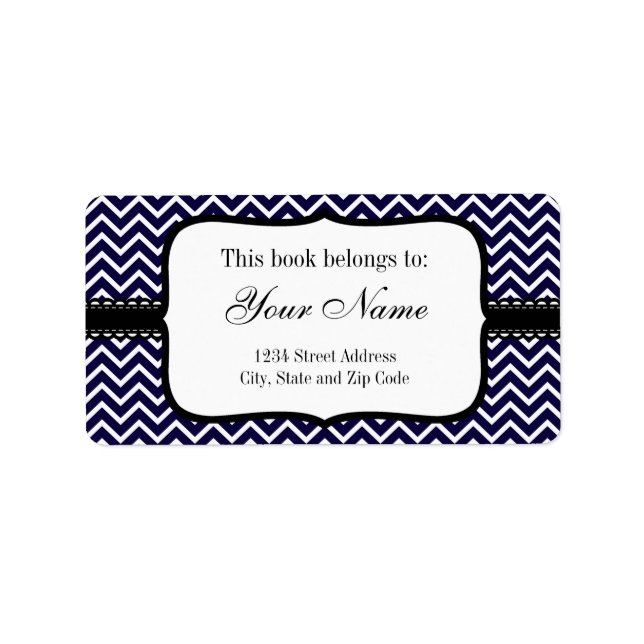 Navy Chevron Zigzag Stripes Label (Front)