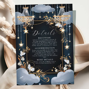 Navy Chic Golden Chandelier Wedding Enclosure Card