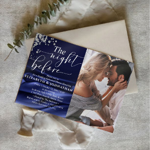 Navy Chic The Night Before Rehearsal Dinner Photo Invitation