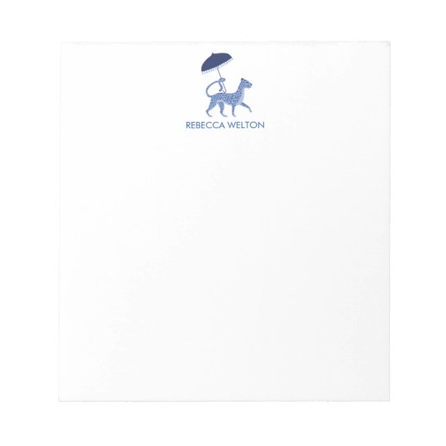 Navy Chinoiserie Cheetah Note Pad (Front)