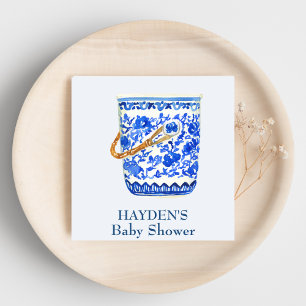 Navy Chinoiserie Ice Bucket Personalised Napkin