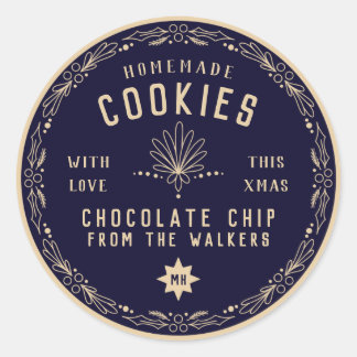 Navy Chocolate Cookie Christmas DIY gift label 