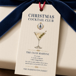 Navy Christmas Cocktail Club Martini Recipe Gift Tags