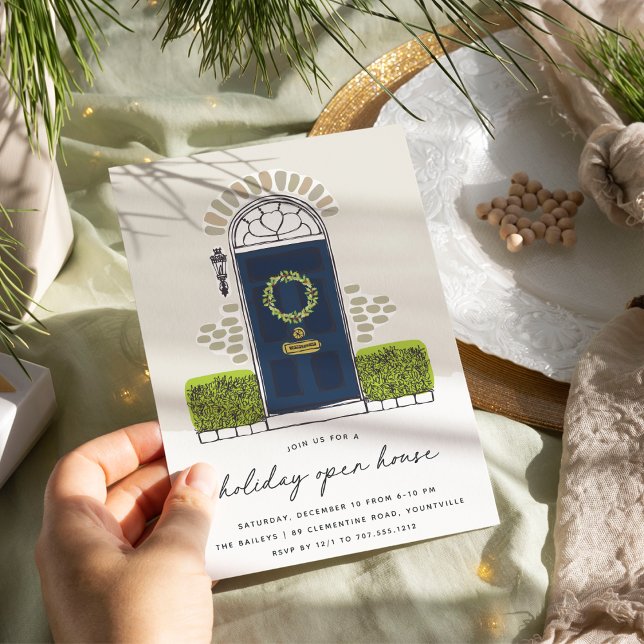 Navy Christmas Door | Holiday Open House Invitation (Creator Uploaded)