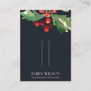 NAVY CHRISTMAS HOLLY BERRY HAIR CLIP DISPLAY CARD