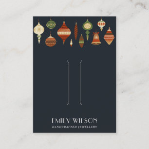 NAVY CHRISTMAS ORNAMENT HAIR CLIP DISPLAY CARD