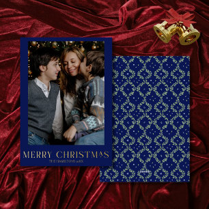 Navy Christmas Photo Gold Foil Merry Christmas Foil Holiday Card