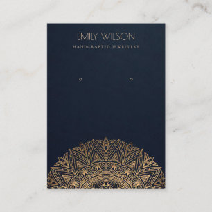 NAVY CLASSIC GOLD ORNATE MANDALA EARRING DISPLAY BUSINESS CARD