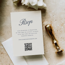 Navy | Classic Script Wedding QR Code RSVP