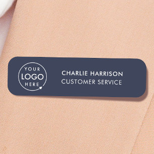Navy Company Logo   Custom Employee Staff Blue Name Tag
