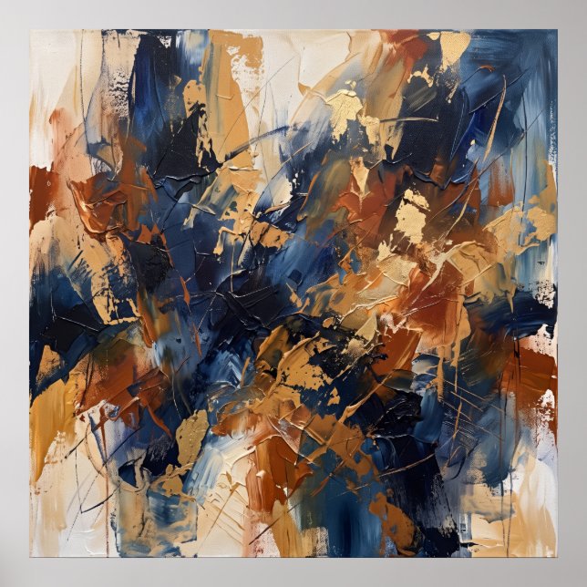 Navy Copper Abstract Spirit Poster (Front)