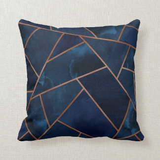 Navy & Copper Geo Cushion