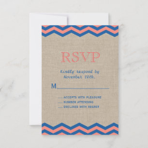 Navy & Coral Nautical RSVP Card