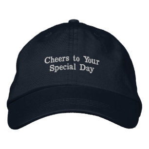 Navy Cotton Cap with "Cheers to Your Special Day" 