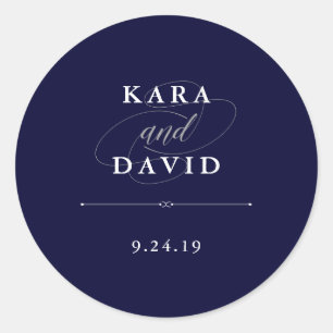 Navy Couture   Elegant Wedding Classic Round Sticker