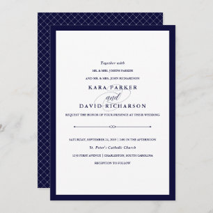 Navy Couture   Elegant Wedding Invitation
