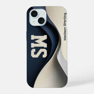 Navy & Cream Abstract Wave Phone Case