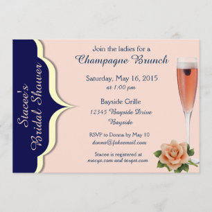 Navy, Cream and Blush Bridal Shower Invites