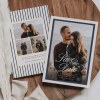 Navy & Cream Classic Script Photo Wedding