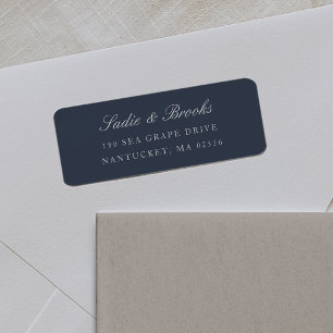 Navy & Cream Classic Script Return Address Label