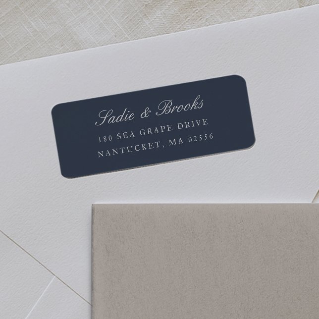 Navy & Cream Classic Script Return Address Label (Creator Uploaded)