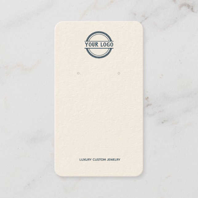 Navy-Cream Logo Earring Display Business Card (Front)
