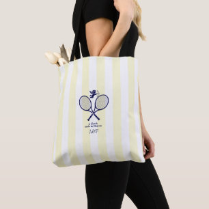 Navy & Cream Preppy Tennis Bridal Shower Tote Bag