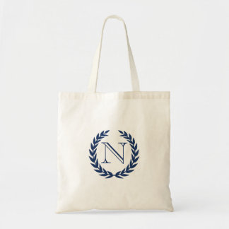 Navy Crest Monogram Budget Tote Bag