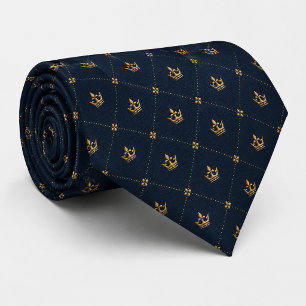 Navy Crown Monogram Tie
