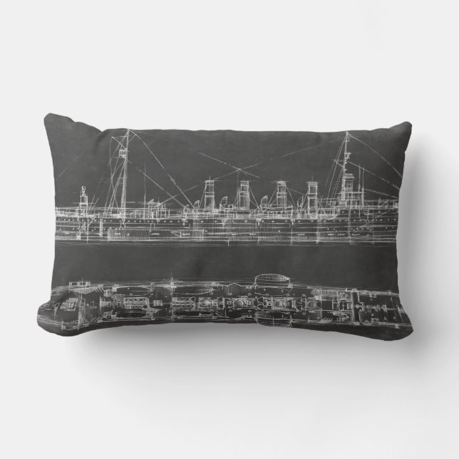 Navy Cruiser Blueprint Lumbar Cushion (Front)