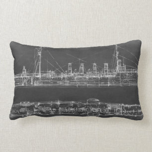 Navy Cruiser Blueprint Lumbar Cushion