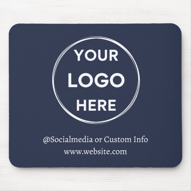 Navy Custom Logo Modern Minimalist Business Staff Mouse Pad (Front)