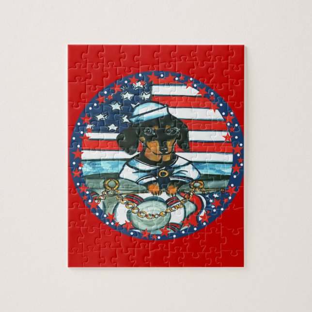 NAVY DACHSHUND JIGSAW PUZZLE (Vertical)