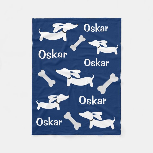 Navy Dachshund Wiener Dog Blanket (Front)