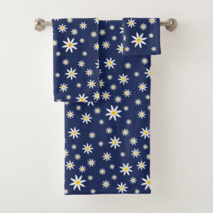 Navy Daisy Bath Towel Set