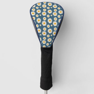Navy Daisy Floral Bohemian Botanical Pattern Golf Head Cover