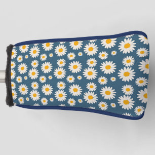 Navy Daisy Floral Bohemian Botanical Pattern Golf Head Cover