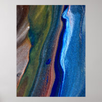 Navy Dark Blue Abstract Stripes Metallic Fluid art