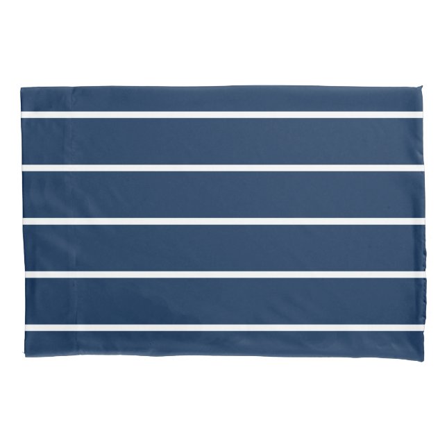 Navy Dark Blue Stripes Pillowcase (Front)