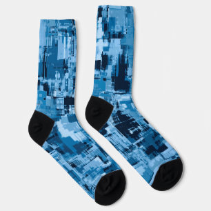 Navy Dark Blue Trendy Abstract Pattern  Socks