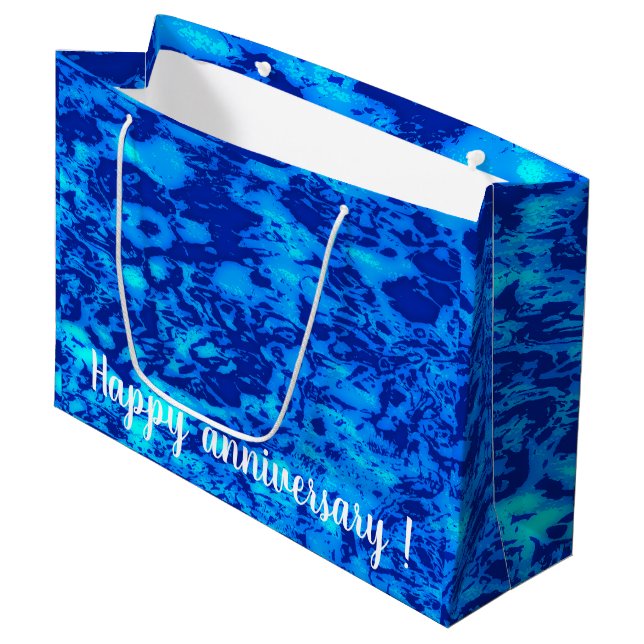 Navy Deep Customise Fresh Ocean Water Large Gift Bag (Front Angled)