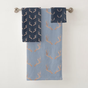 Navy Deer antler bathroom set