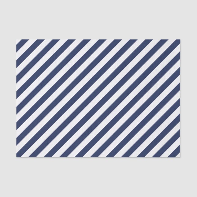 Navy Diagonal Stripes Tissue Paper (Front)