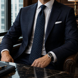 Navy Diamond Jacquard Luxury Business & Wedding Tie
