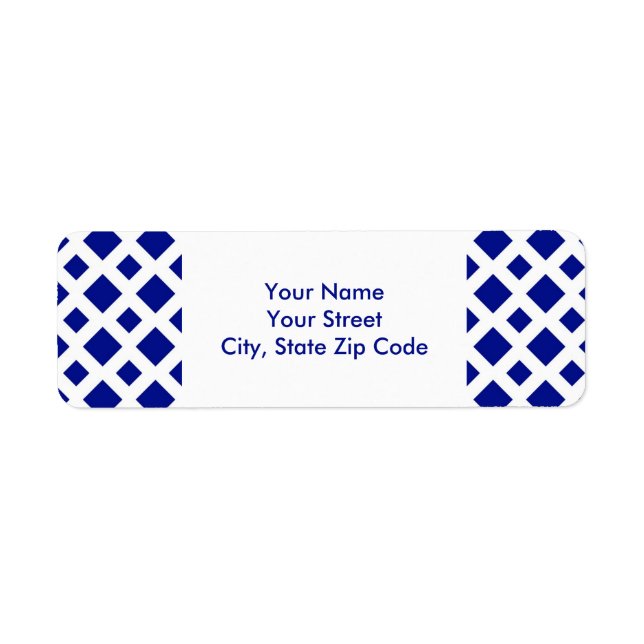 Navy Diamonds on White return address label (Front)